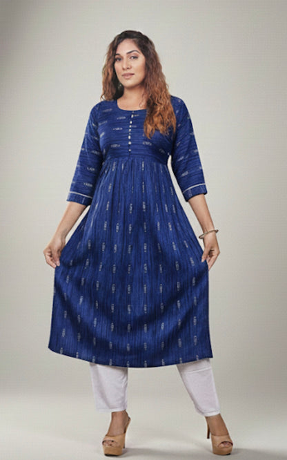44 2XL Anarkali style Long Kurti with Pants Blue SS07