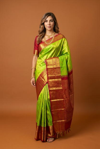 Kanchipuram Pure Silk Saree Bridal Kanjivaram Sari SPK280