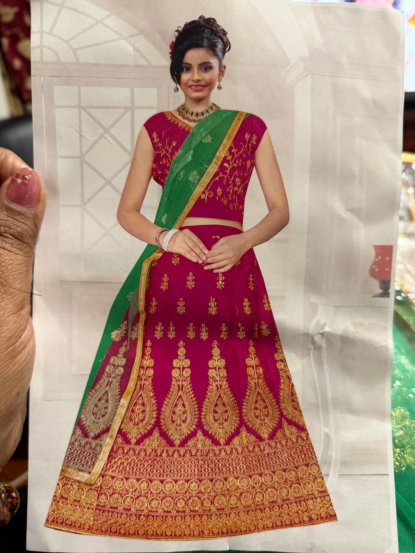 32” Size 8 to 9 Indian Lehenga Yellow Pavadai Sattai Skirt Top G70 Col 2