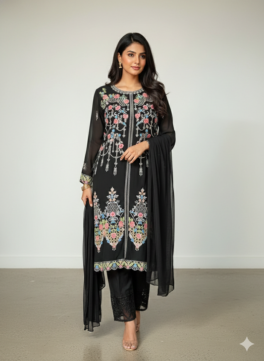 44” 2XL size 14 Indian Ladies Outfit Black Salwar Kameez Suit SS22