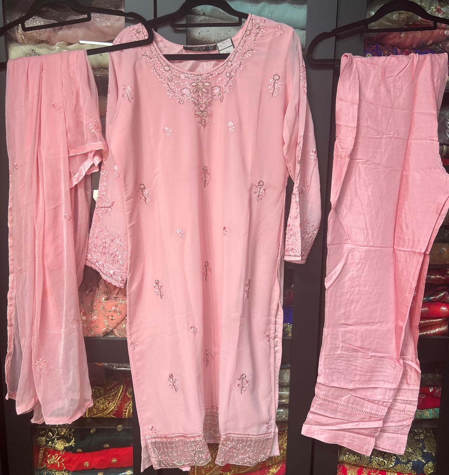 42” & 44” Indian Ladies Outfit Pink Salwar Kameez Suit SS21