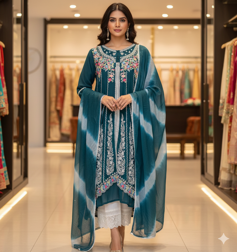 42” Indian Pakistani Suit Salwar Kameez Blue SS29