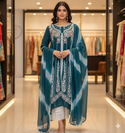 42” Indian Pakistani Suit Salwar Kameez Blue SS29