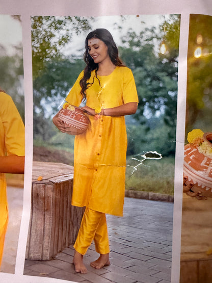 Indian Ladies Temple Pooja Outfit Yellow Salwar Kameez Suit SS29
