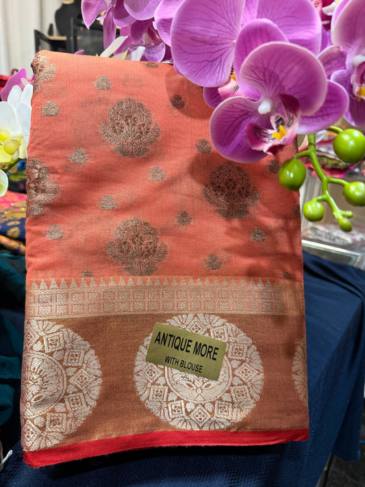 Silk Cotton Sari Indian Fancy Casual wear Saree SAR4