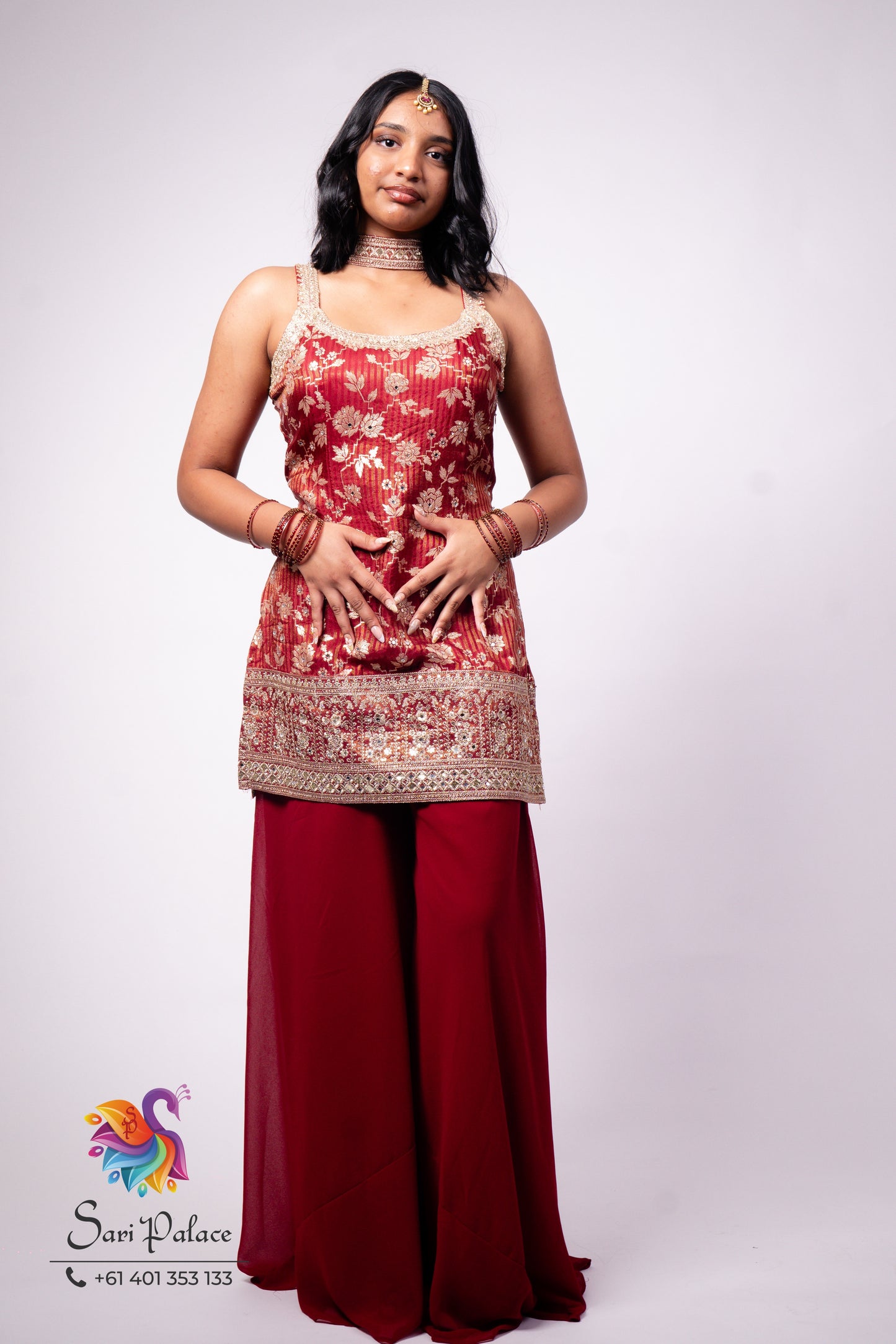 Orange Indian Pakistani Outfit Salwar Kameez Sharara Suit EID C1