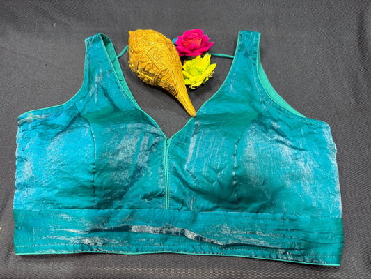 Blue 38” Sari Fancy Blouse Indian Saree Top B406