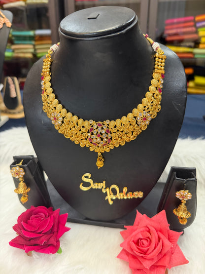 Indian Jewellery set Brass Necklace with Earrings N9
