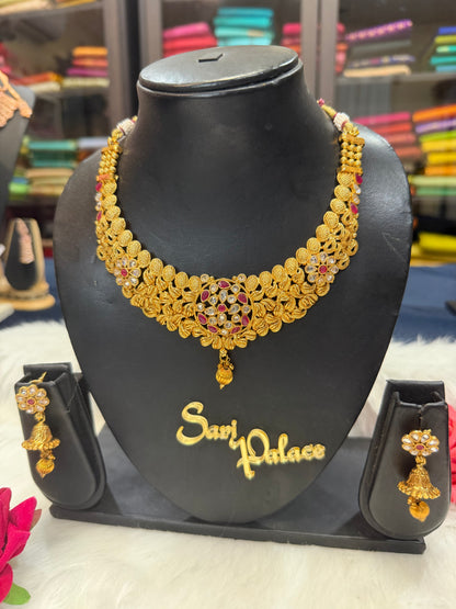 Indian Jewellery set Brass Necklace with Earrings N9