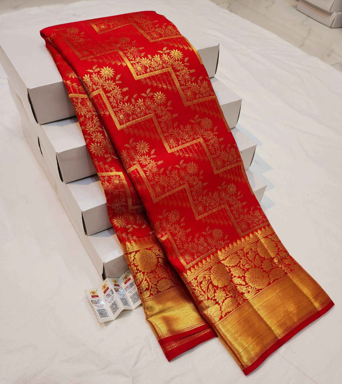 Red Kanchipuram Pure Silk Saree | SPK004