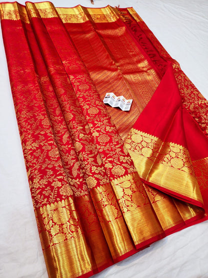 Red Kanchipuram Pure Silk Saree | SPK005