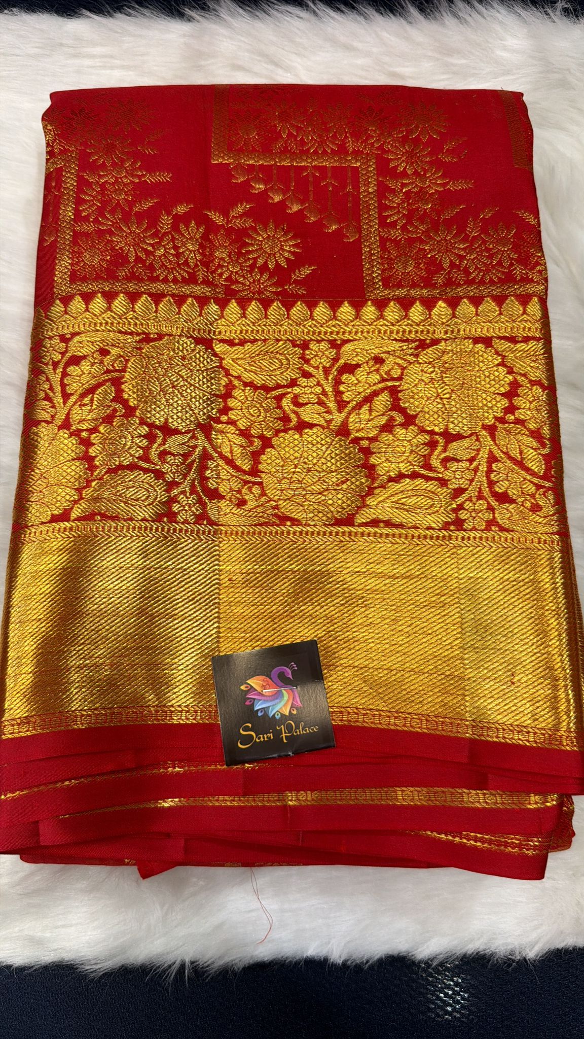 Red Kanchipuram Pure Silk Saree | SPK005