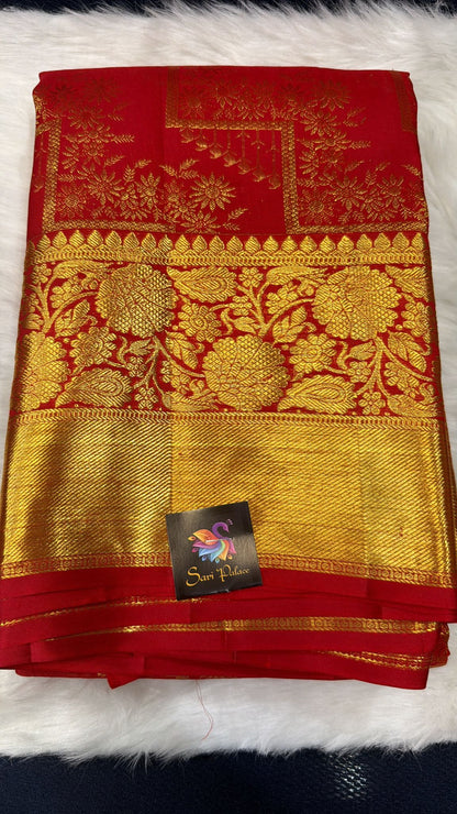 Red Kanchipuram Pure Silk Saree | SPK005