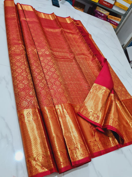 Bridal Red Pure Silk Sari | SPK010