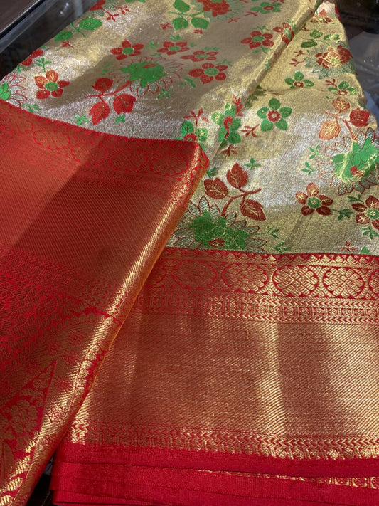 Bridal Kanchipuram Floral Tissue Sari | SPK013
