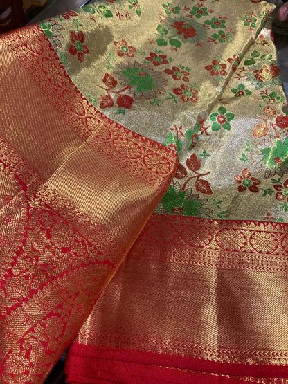 Bridal Kanchipuram Floral Tissue Sari | SPK013