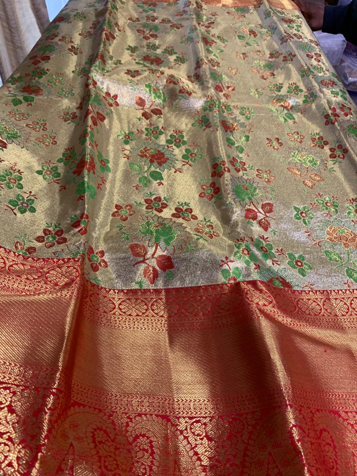 Bridal Kanchipuram Floral Tissue Sari | SPK013