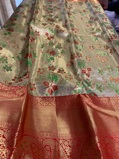 Bridal Kanchipuram Floral Tissue Sari | SPK013
