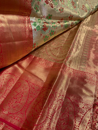 Bridal Kanchipuram Floral Tissue Sari | SPK013