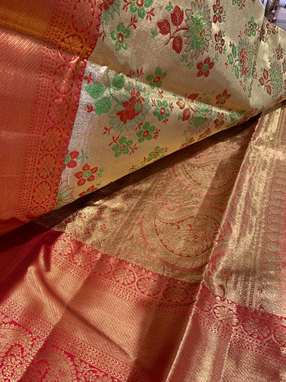 Bridal Kanchipuram Floral Tissue Sari | SPK013