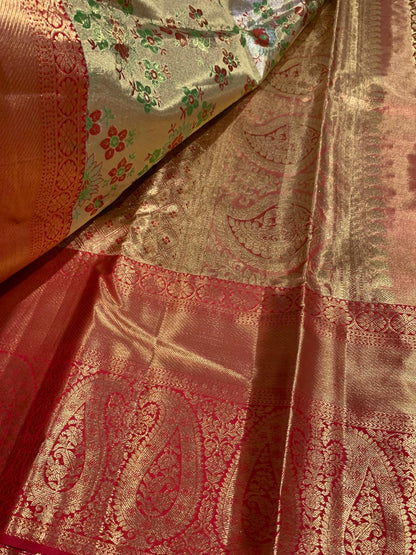 Bridal Kanchipuram Floral Tissue Sari | SPK013