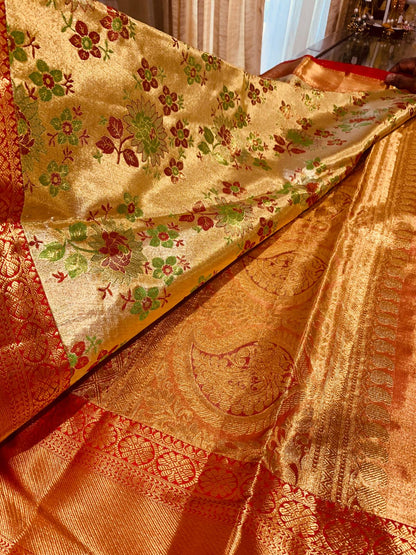 Bridal Kanchipuram Floral Tissue Sari | SPK013