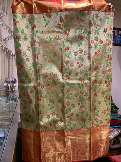 Bridal Kanchipuram Floral Tissue Sari | SPK013
