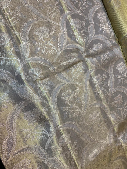 Light Grey Bridal Tissue Kanchipuram Saree | SPK015