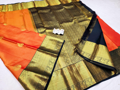1g Gold - Handloom Korvai Orange & Deep Green | SPK020