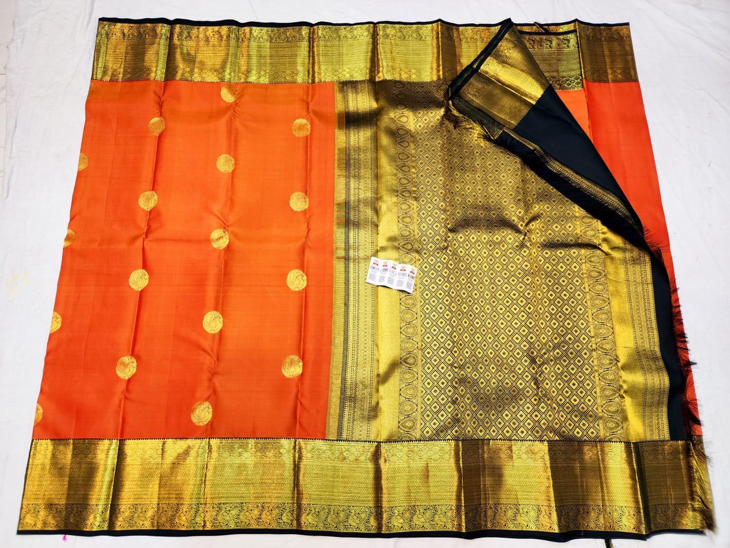 1g Gold - Handloom Korvai Orange & Deep Green | SPK020