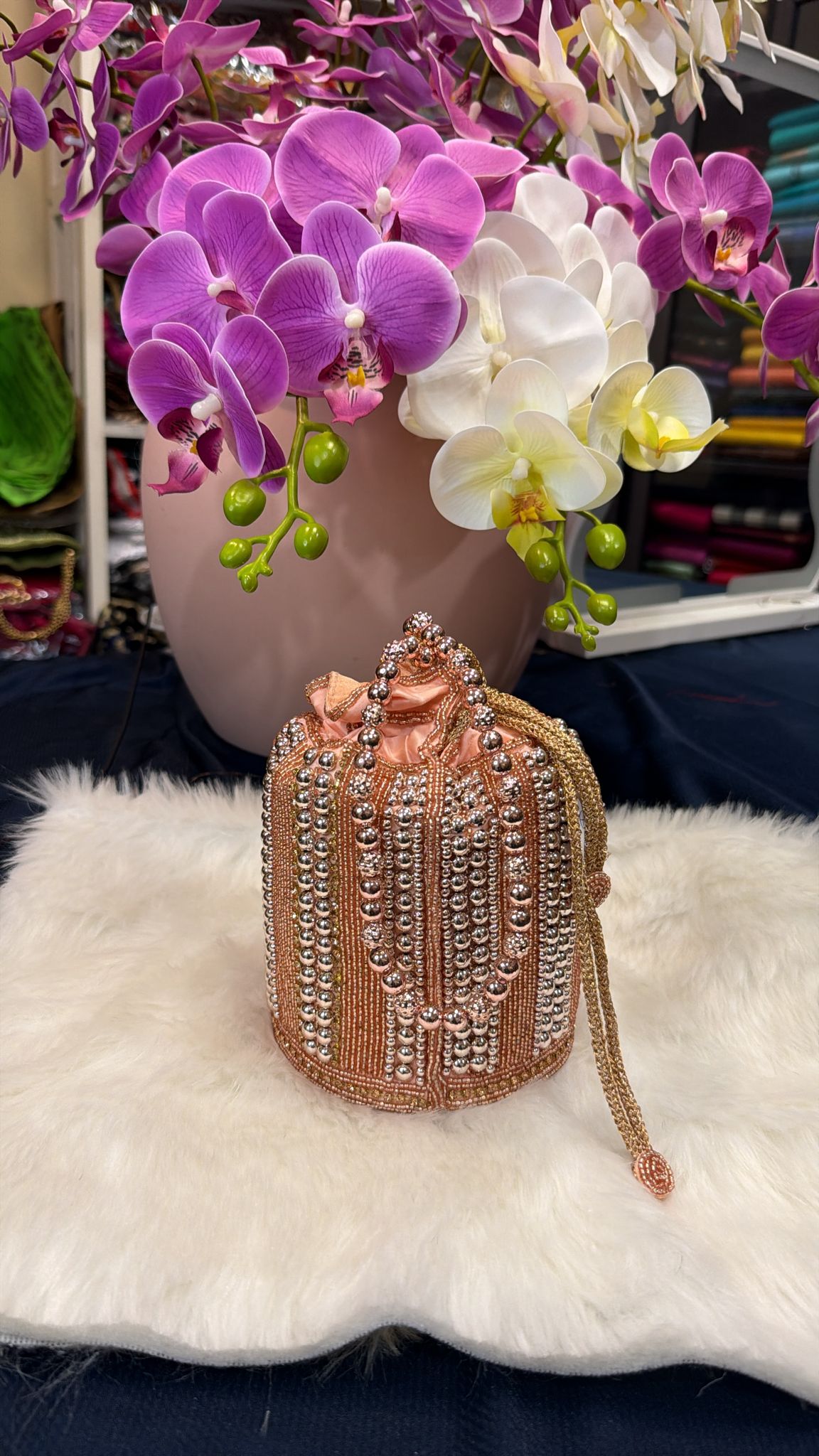 Rose Gold Handmade Clutch /Potli Bag | SPP001