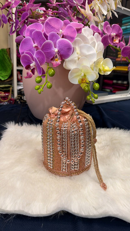 Rose Gold Handmade Clutch /Potli Bag | SPP001