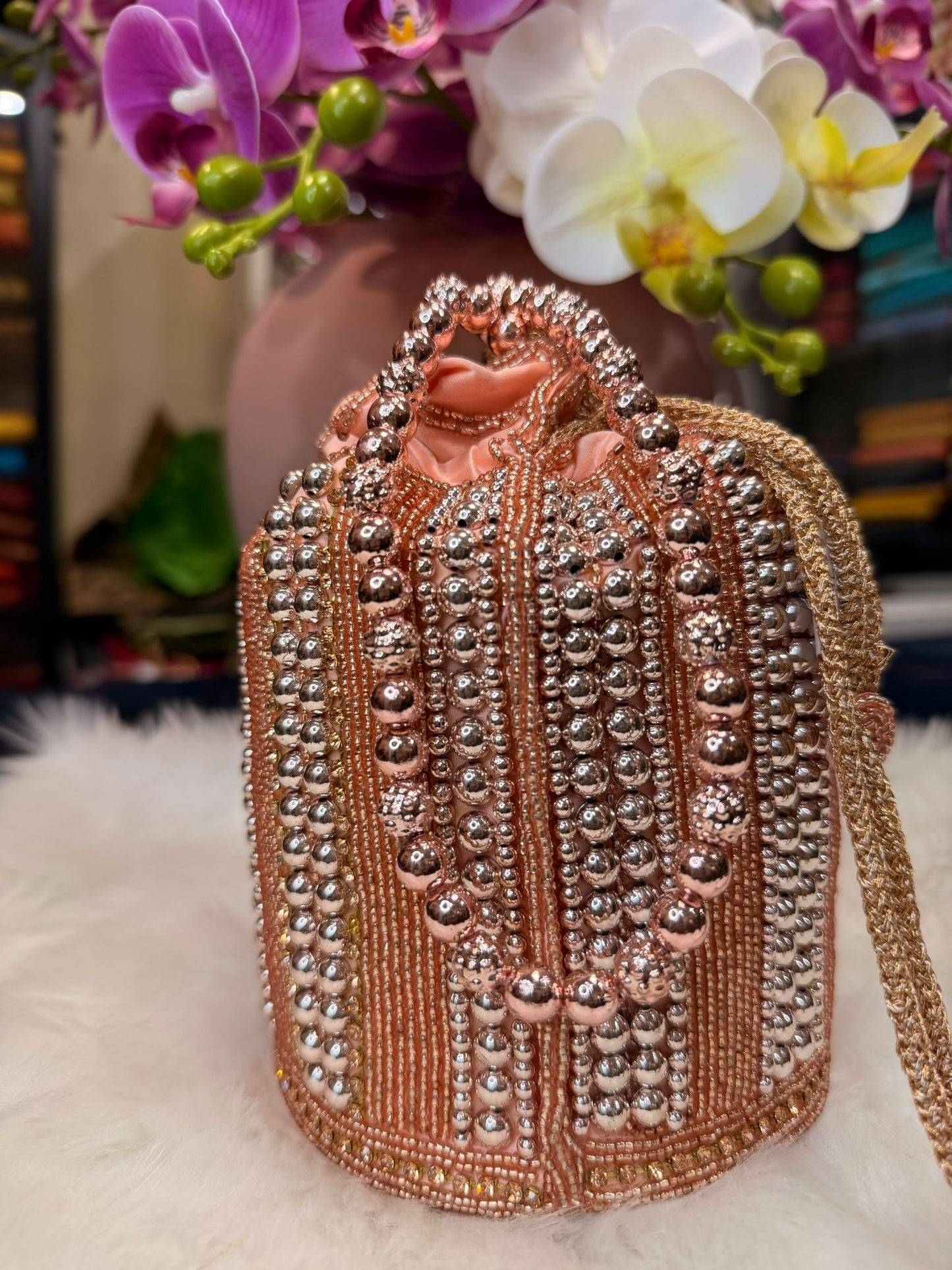 Rose Gold Handmade Clutch /Potli Bag | SPP001
