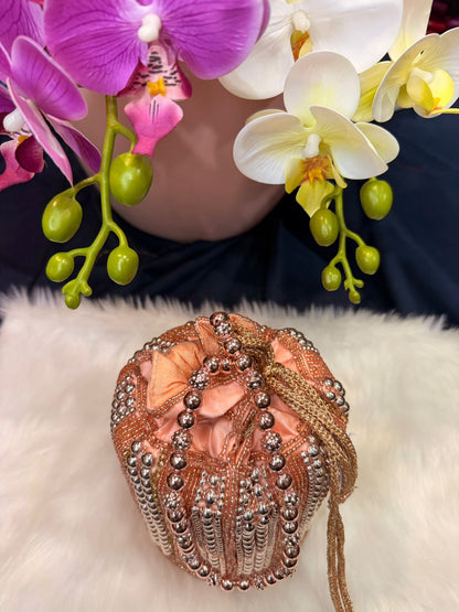 Rose Gold Handmade Clutch /Potli Bag | SPP001