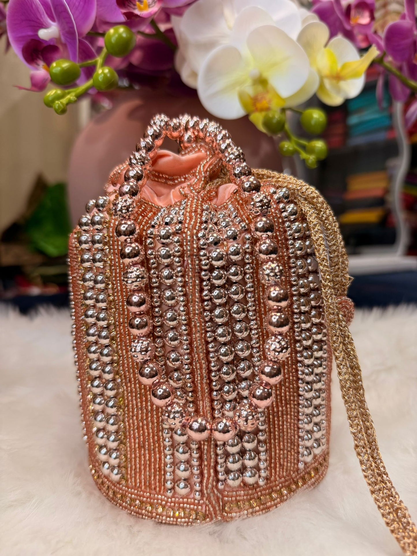 Rose Gold Handmade Clutch /Potli Bag | SPP001