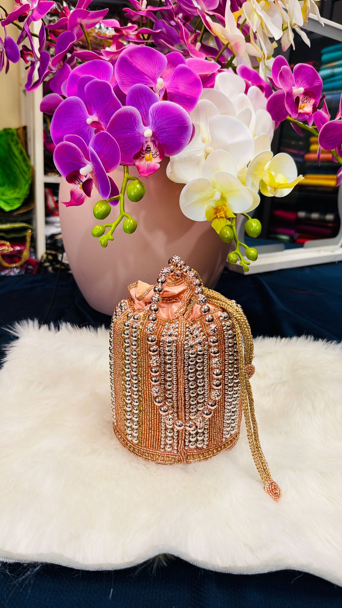 Rose Gold Handmade Clutch /Potli Bag | SPP001