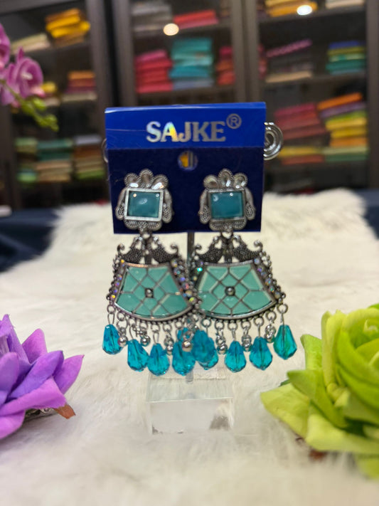 Blue Oxidised Earrings | SPE001