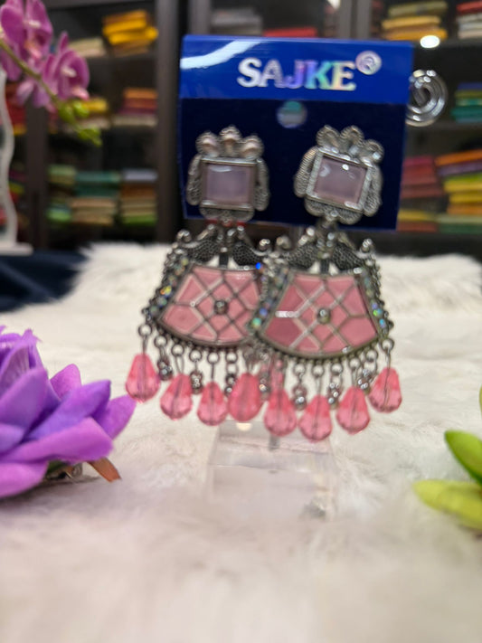 Pink Oxidised Earrings | SPE002