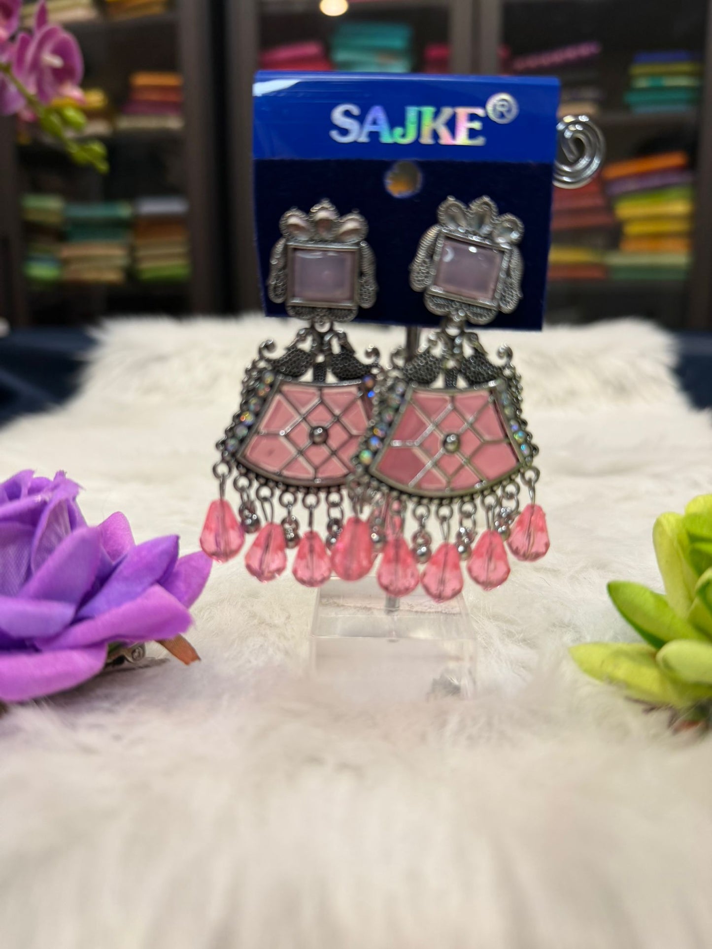 Pink Oxidised Earrings | SPE002