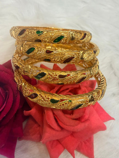 2.6 Golden Colour Meenakari Bangles Set of 4 | B001