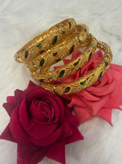 2.6 Golden Colour Meenakari Bangles Set of 4 | B001
