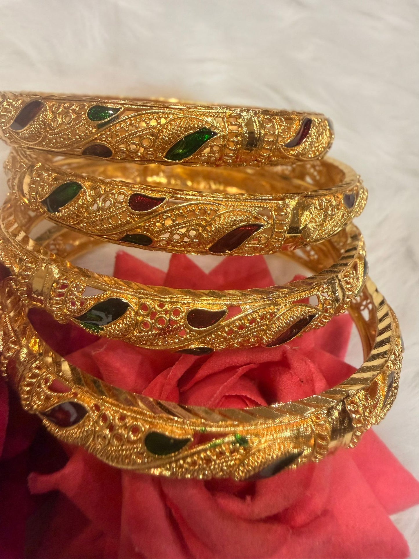 2.6 Golden Colour Meenakari Bangles Set of 4 | B001