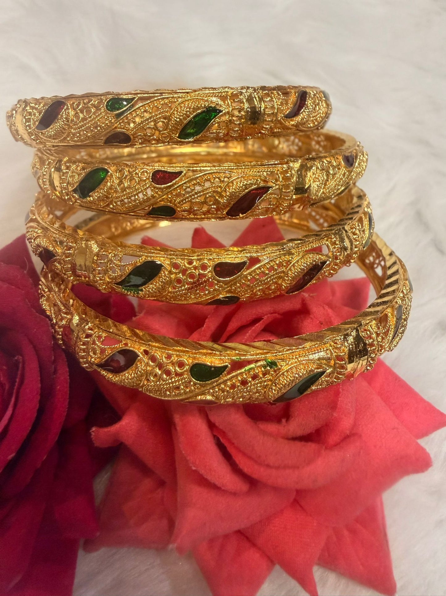 2.6 Golden Colour Meenakari Bangles Set of 4 | B001