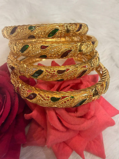2.6 Golden Colour Meenakari Bangles Set of 4 | B001