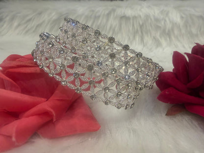 Silver Colour Bangles with Stones | B003