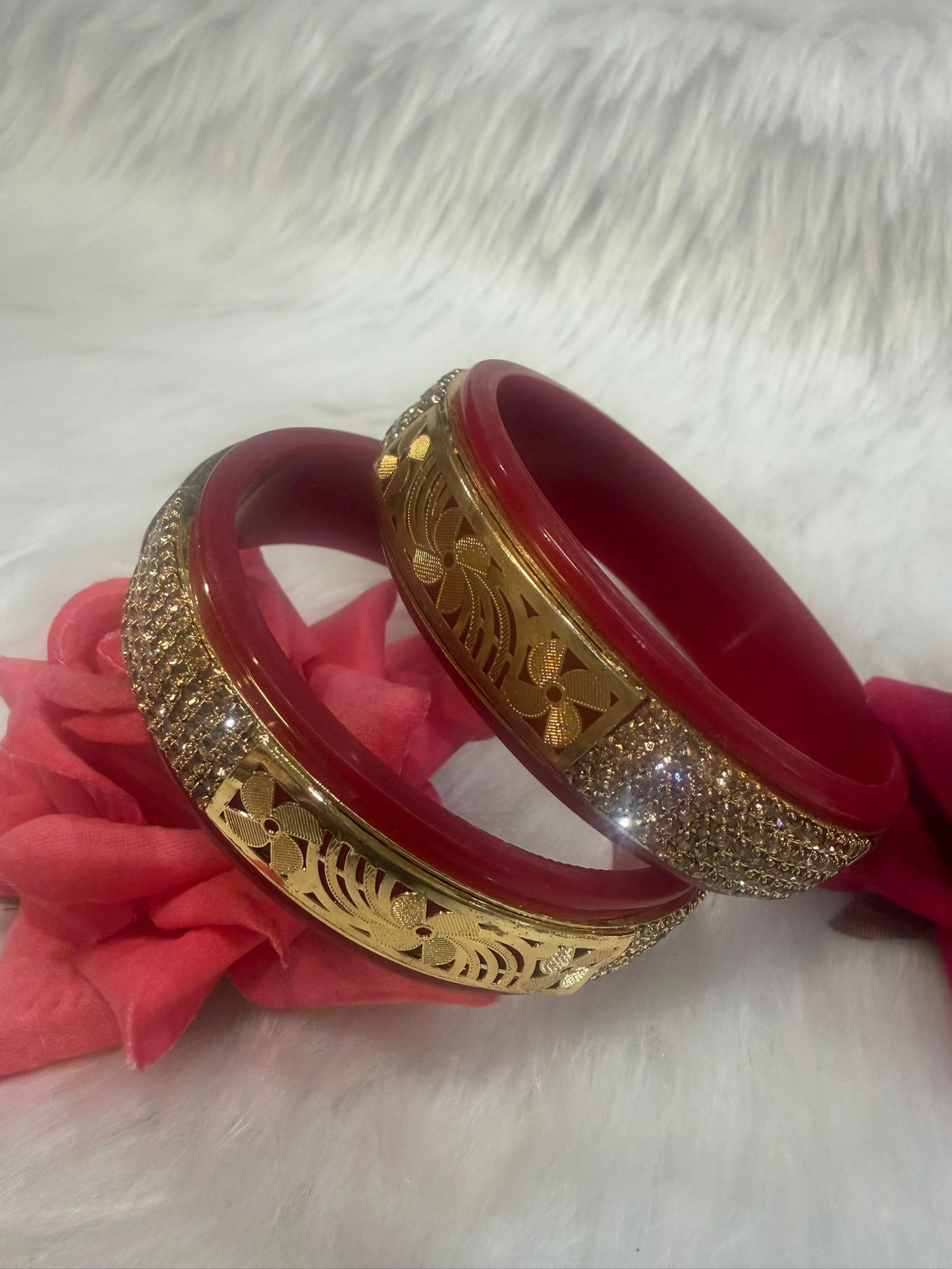 Maroon Colour Plastic Bangles with Gold Work | B004