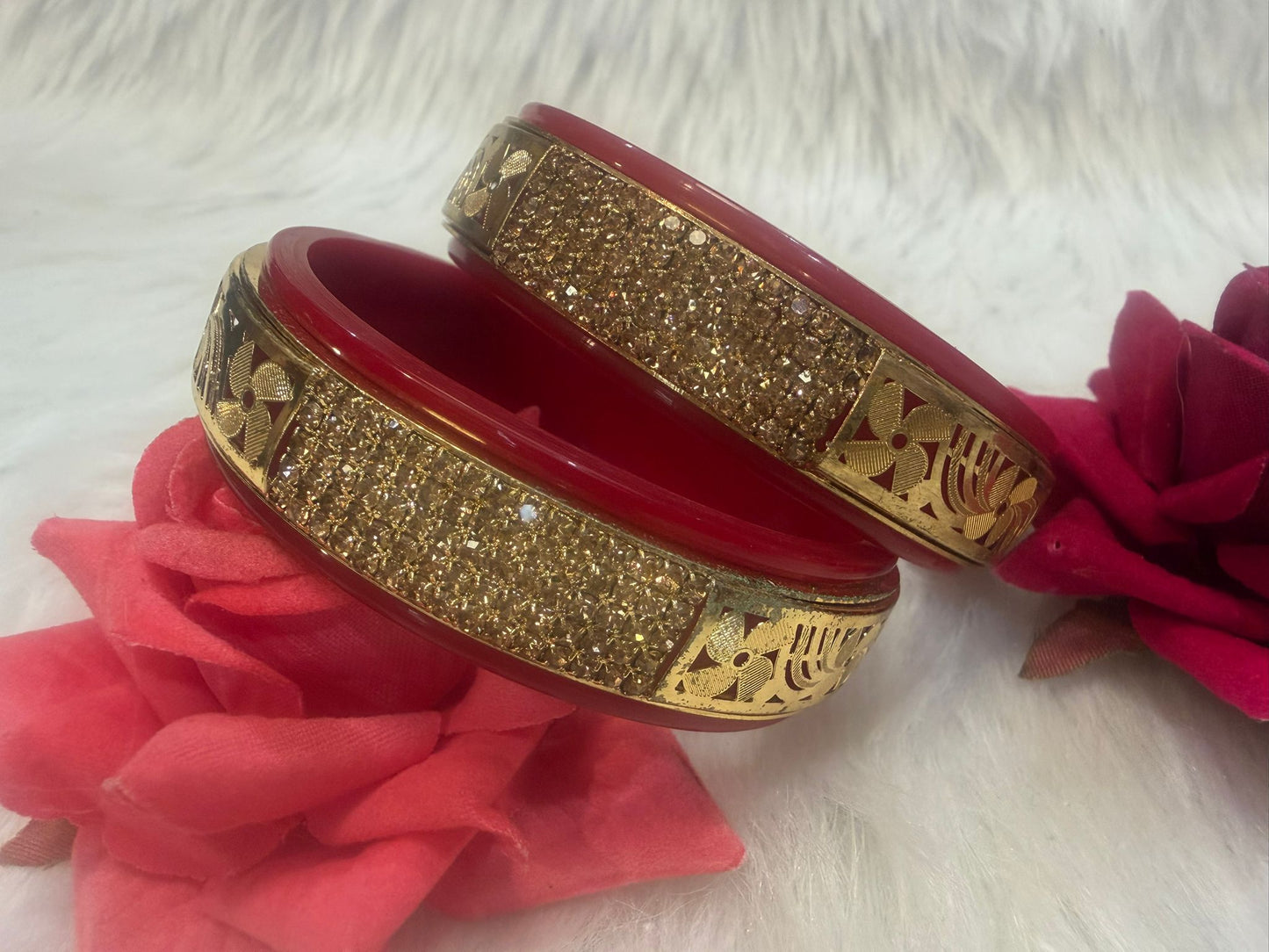 Maroon Colour Plastic Bangles with Gold Work | B004