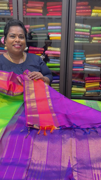 Retta Petta Kanchipuram Pure Silk Saree Bridal Kanjivaram Sari SPK294