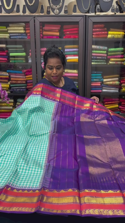Retta Petta Kanchipuram Pure Silk Saree Bridal Vintage Kanjivaram Sari SPK295
