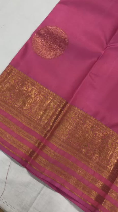 Kanchipuram Pure Silk Saree Bridal Indian Kanjivaram Pink Sari SPK316